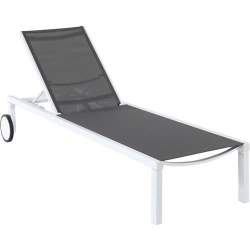 Cape Soleil Santorini Aluminum Sling Chaise Lounge Chair with Wheels, Gray